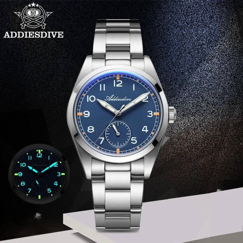 ADDIESDIVE 36mm Men's Quartz Watch 100m Waterproof Bubble Glass Super Luminous Stainless Steel Casual Wristwatch Gift For Men