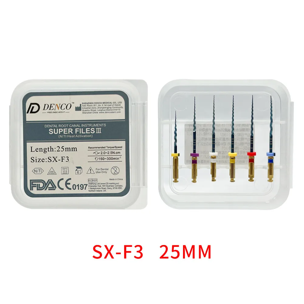 Dental Root Canal Files Stainless Steel Hand Endodontic Files for Chipped Tooth Multi Size 6 Pcs/Pack