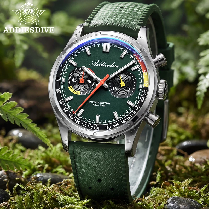 ADDIESDIVE AD2549 Chronograph Quartz Watches 10Bar Waterproof Luxury Wristwatch BGW9 Super Luminous 316L Stainless Steel Watch