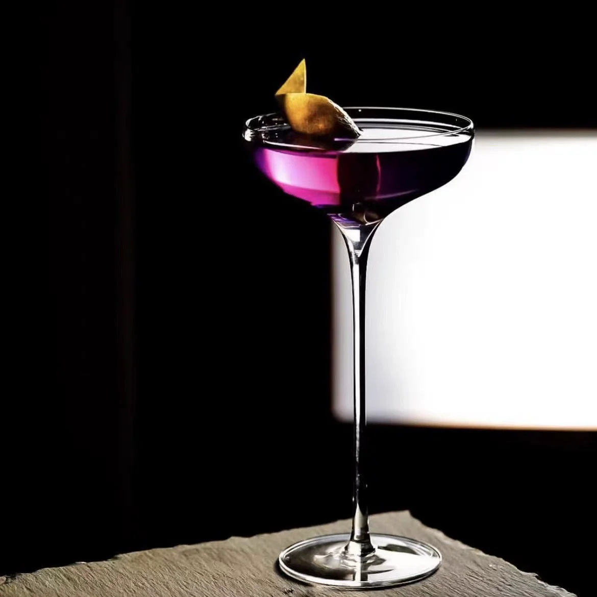 2pcs Cocktail Glasses Super Tall Martini Glasses Cup Goblet Transparent Pretty Creative High Pole Glass For Bar