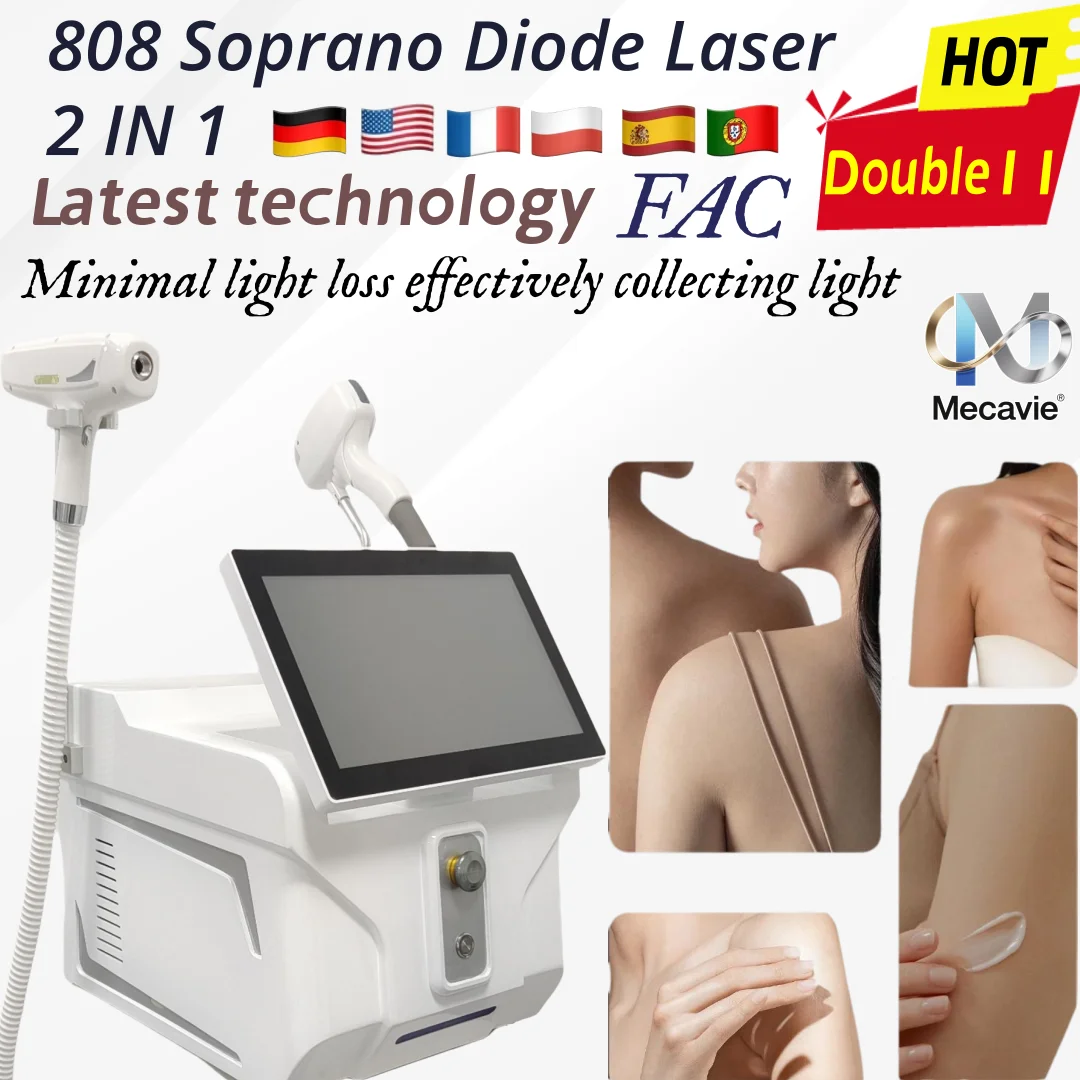 2 In 1 4 Wavelength Ice Diode Laser Hair Removal Q Switch Nd Yag Tattoo Eyebrow Lip Pigment Removal Machine Touch Screen Permane