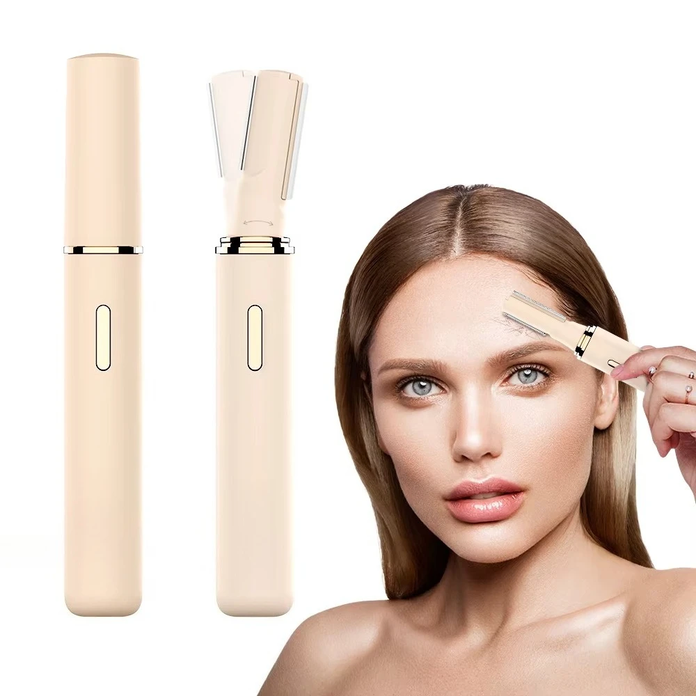Ladies Electric Facial Hair Remover and Eyebrow Trimmer with Single Blade LED Light, IPX6 Waterproof