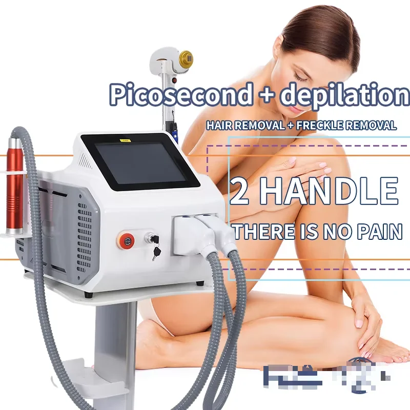 2 in 1 Diode 808nm laser hair removal titanium permanent picosecond pico laser hair tattoo removal machine eyebrow washing