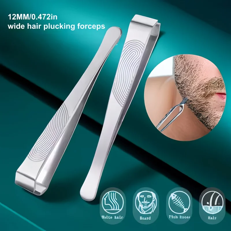 Stainless Steel Thickened and Widened Precision Eyebrow Tweezers High-Precision Hair Removal Tweezers for Men Beard Tweezers