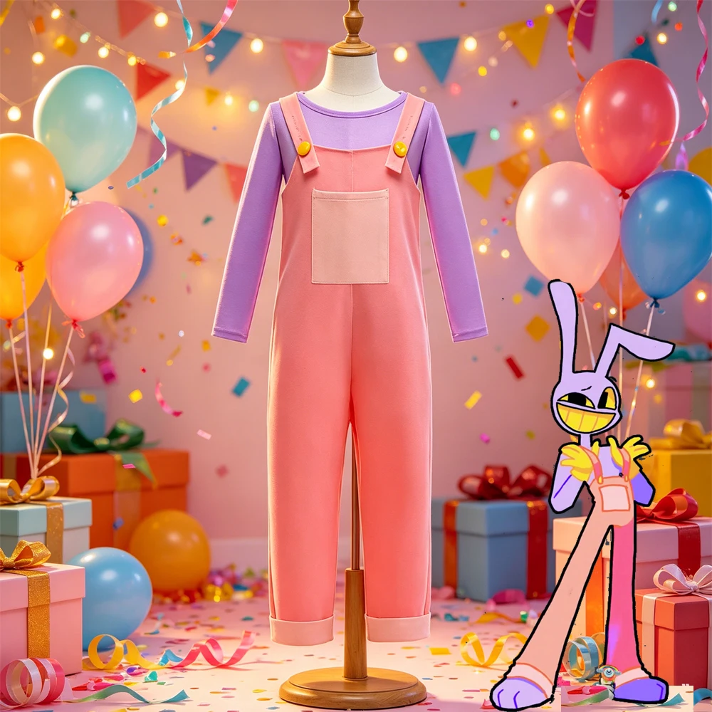 2026 Kids Amazing Digital Circus Cartoon Jax Cosplay Costume for Boys Girls Halloween Carnival Jumpsuits Disguise Party Dress Up