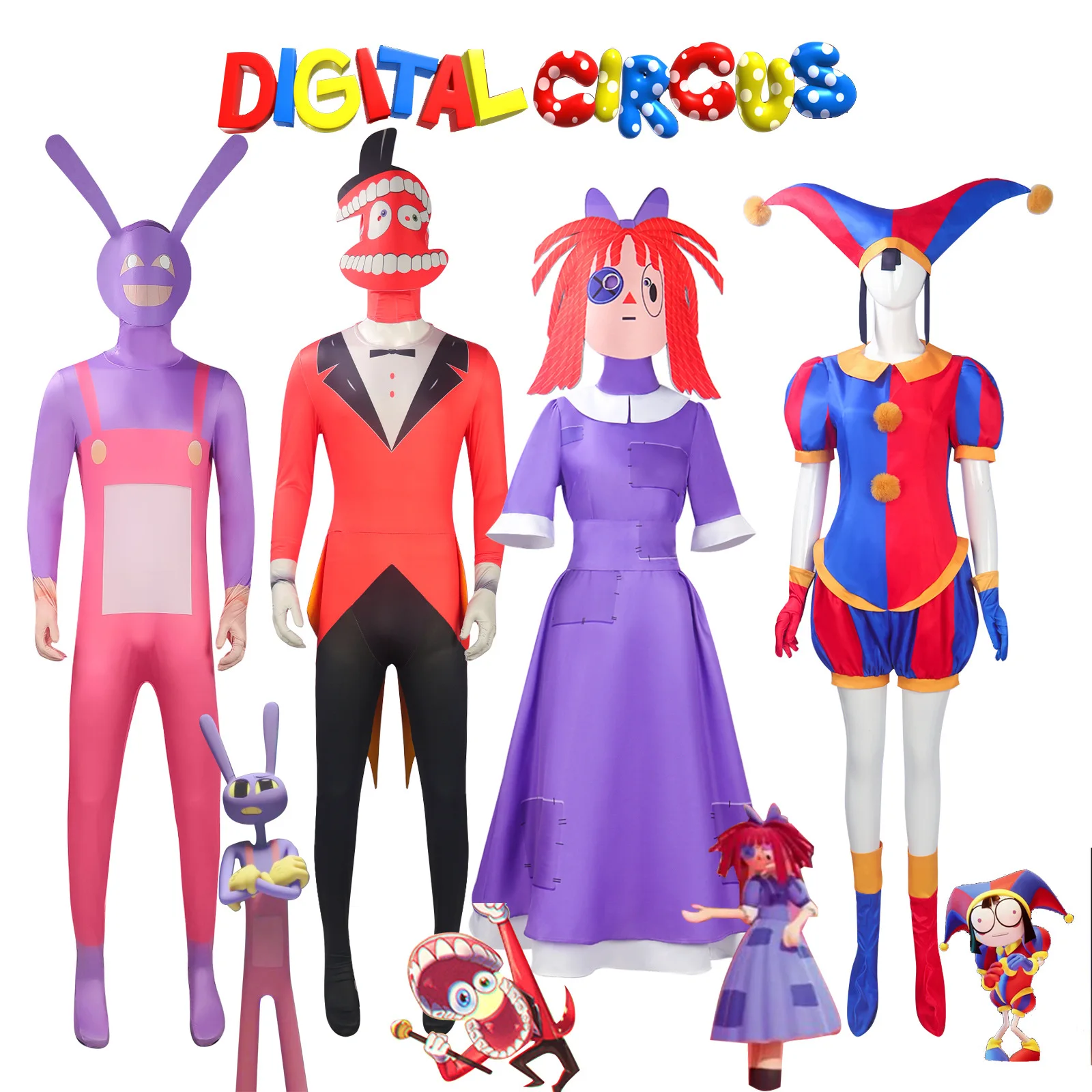 Anime Cartoon Pomni Raghata Jax Caine Cosplay Costume Amazing Digital Circus Cosplay Clown Kid Jumpsuit Boys Halloween Suit