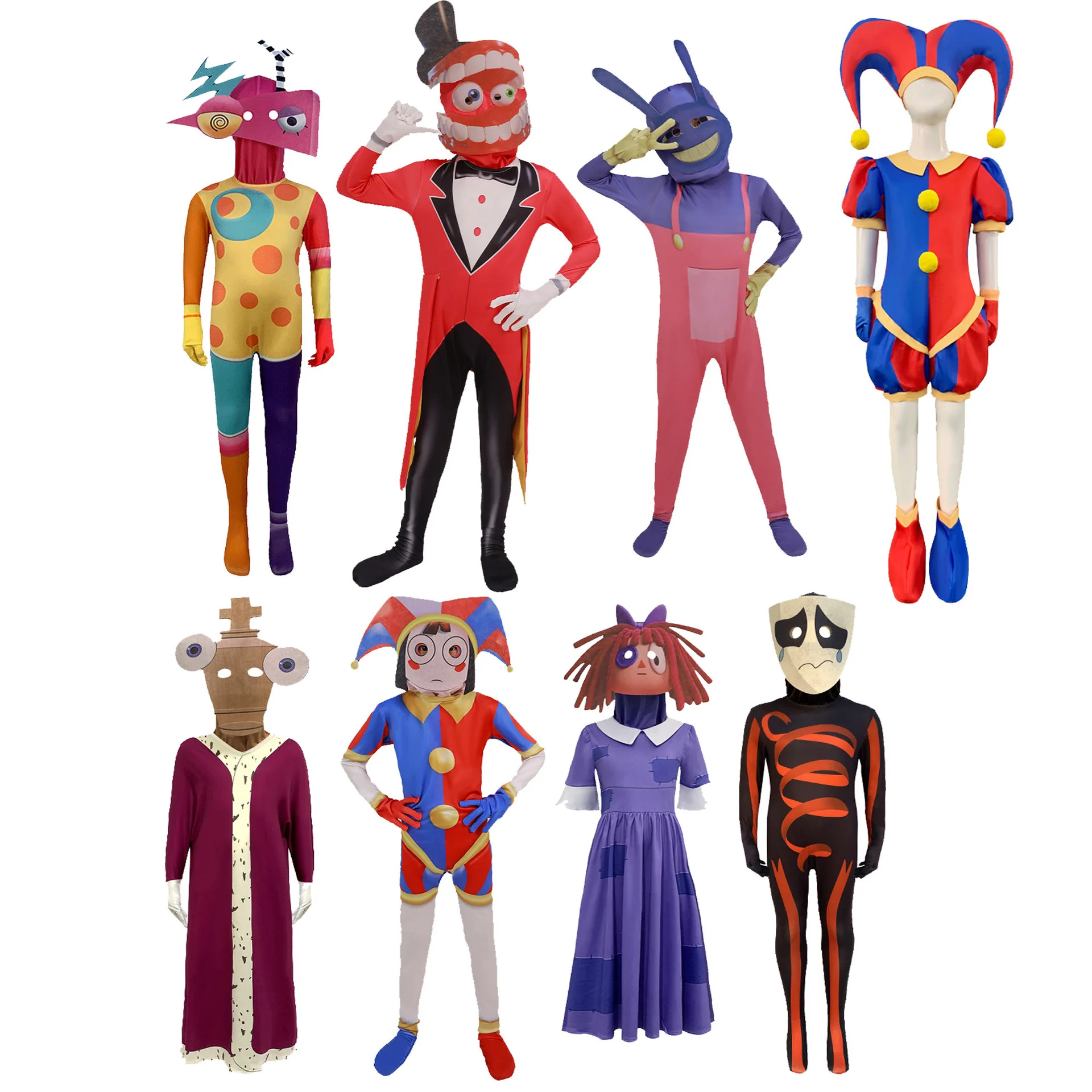 Amazing Digital Circus Pomni Caine Jax Digital Printing Cosplay Costume Tight Long-sleeved Onesie Bodysuits Halloween Cosplay