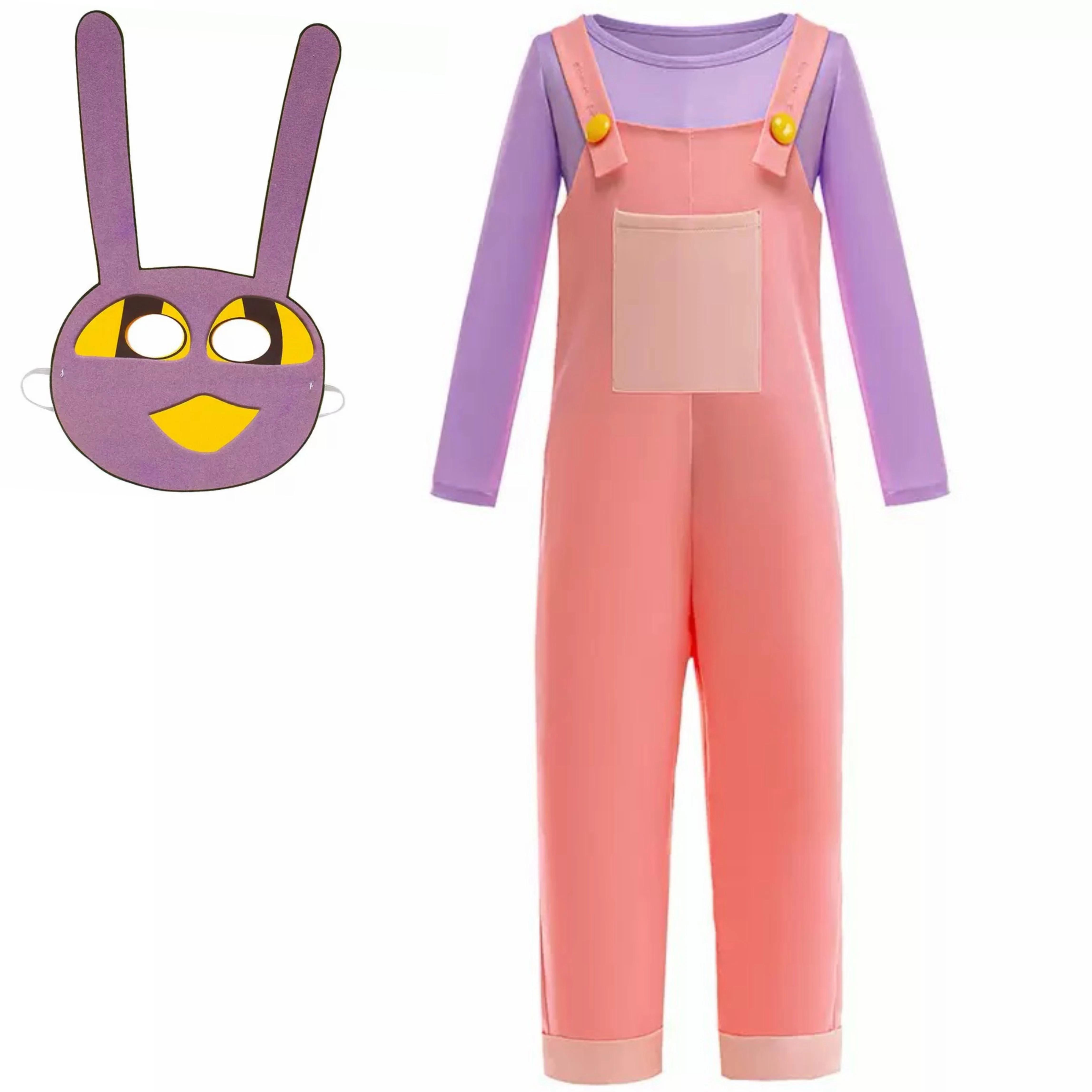 Girls Jax Cosplay Costume Kids Circus Pink Two Piece Outfit with Mask Halloween Party Children's Day Digital Circus Same Style