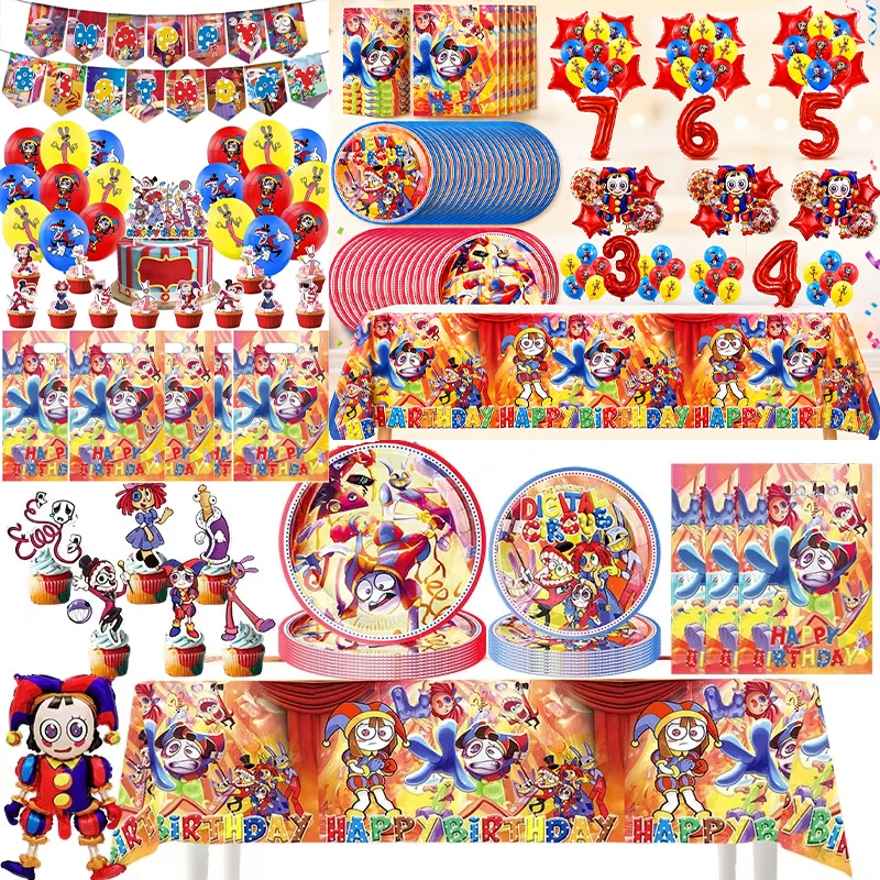 Amazing Birthday Balloons Gift Digitaled Decoration Party Supplies Circus Cup Plate Napkins Toppers Photo Booth Decor Party Gift