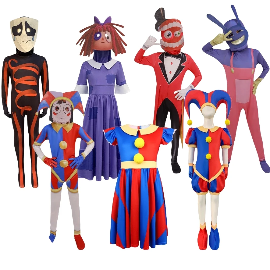The Amazing Digital Circus Cosplay Costume Pomni Jax Caine Ragatha Doll Dress Suit Halloween Carnival Party Roleplay Outfit