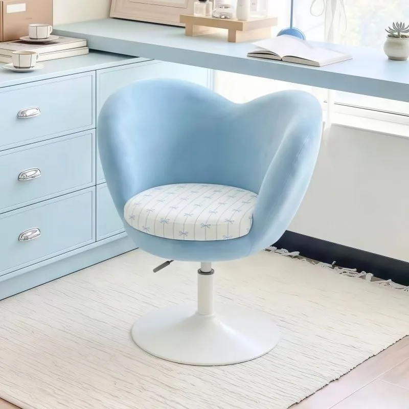 Swivel Blue Cute Korean Designer Height Adjustable Vanity Stool Makeup Chair Bedroom Girls Lovely Comfort Decor Furniture