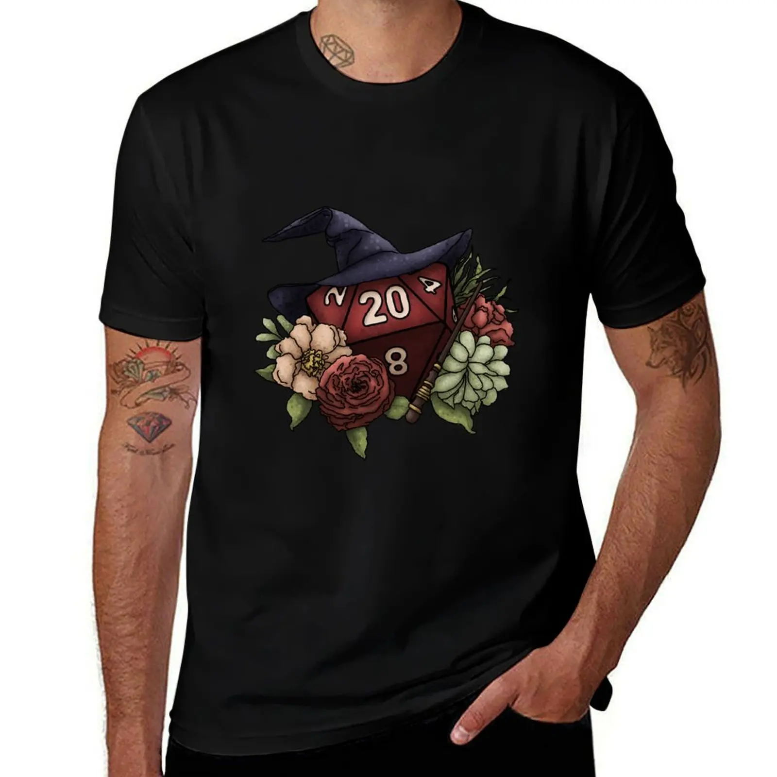 Wizard Class D20 - Tabletop Gaming Dice T-Shirt Stylish Print Short Sleeve Tee T-Shirt