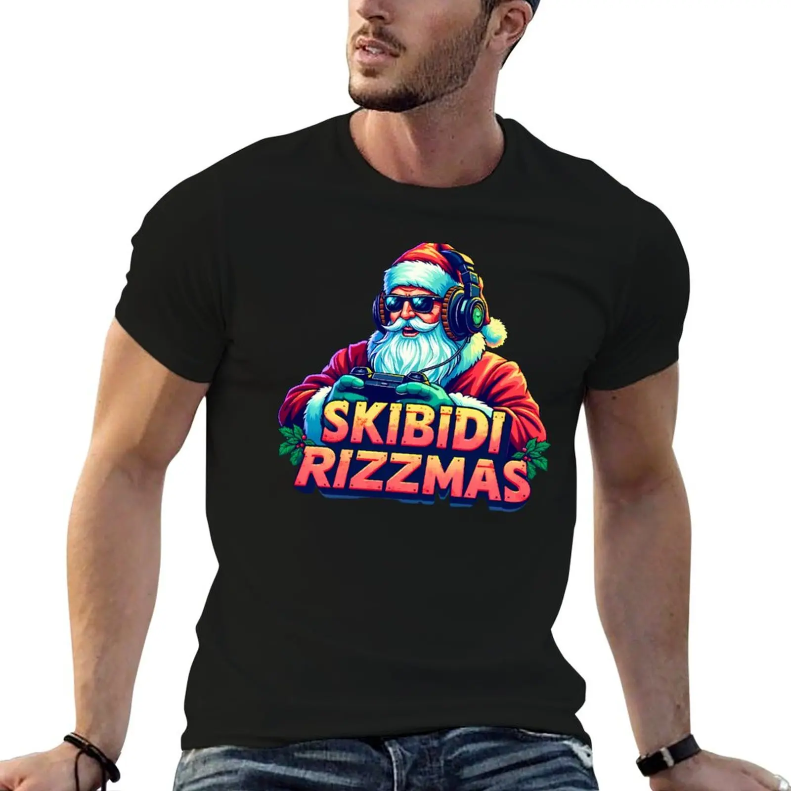 Skibidi rizzmas gaming santa merry christmas 2024 T-Shirt Modern Style Print T-Shirt