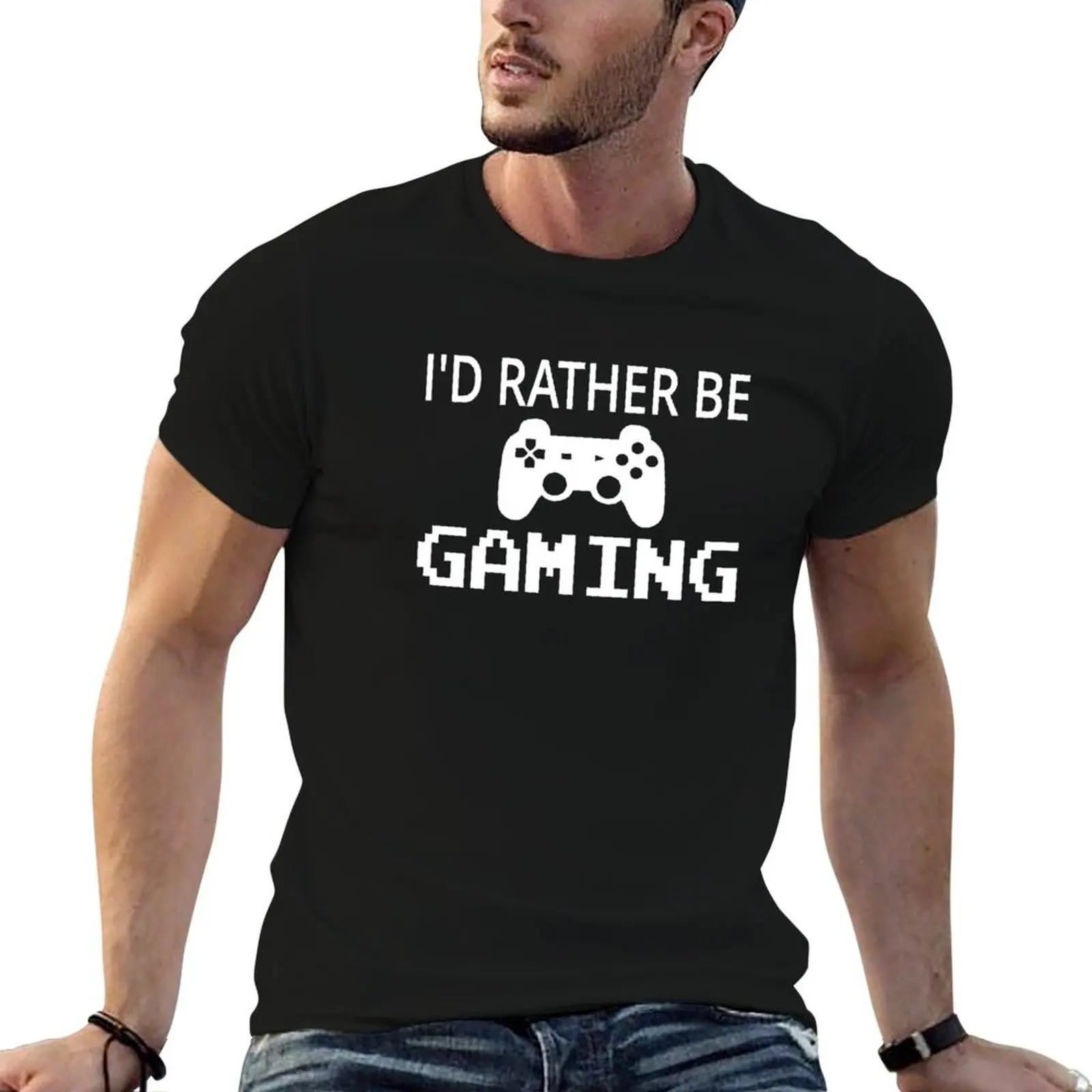 I'd Rather Be Gaming T-Shirt Retro Graphic Print T-Shirt