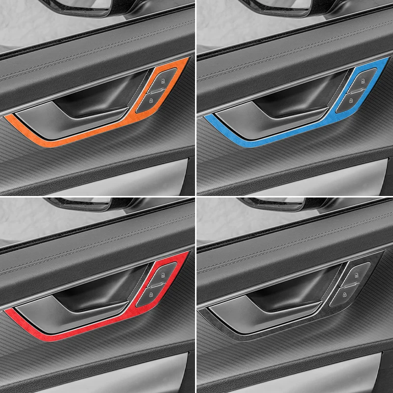 For Audi C8 A6 A7(2018-)S6 S7 RS6 RS7(2019-)Made of Alcantara Car Door Inner Handle Trim Sticker Car Interior Tuning Accessories