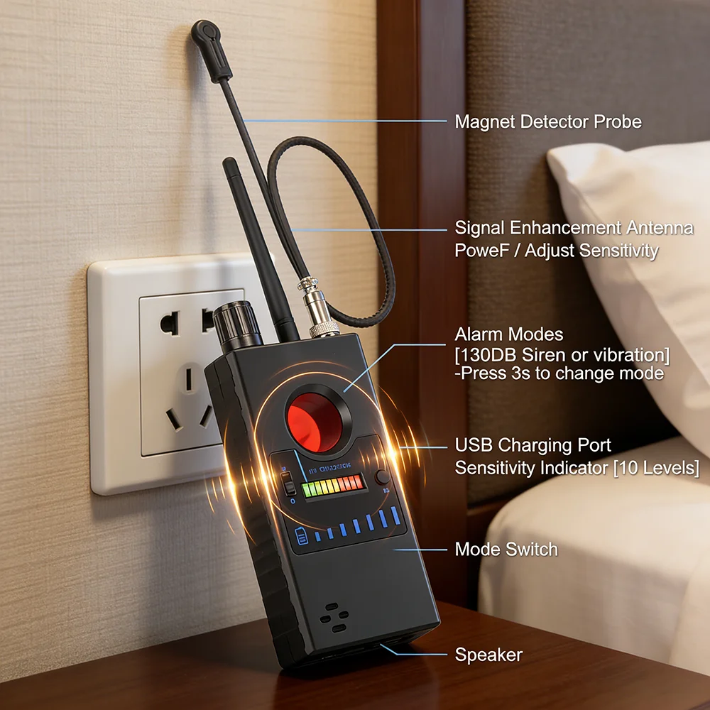 Wireless Anti Spy Hidden Camera Detect RF Signal Detector GPS Locator Tracker GSM Audio Bug High Sensitivity Radio Laser Scanner