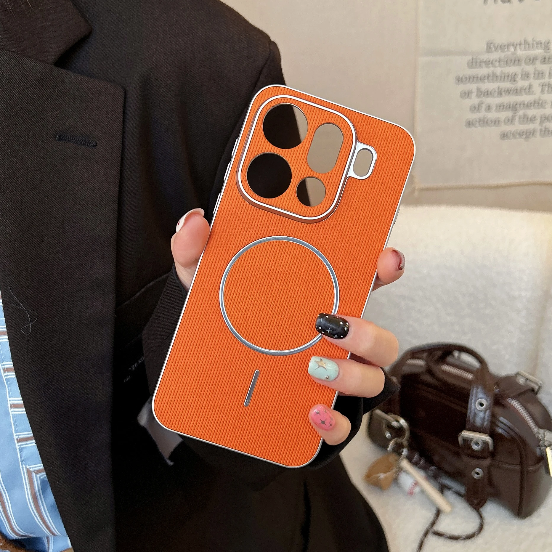 For OPPO Find X9 Pro Magnetic Case Electroplaty Stripe Shell Camera Protection for Wireless Charging Shockproof Cover