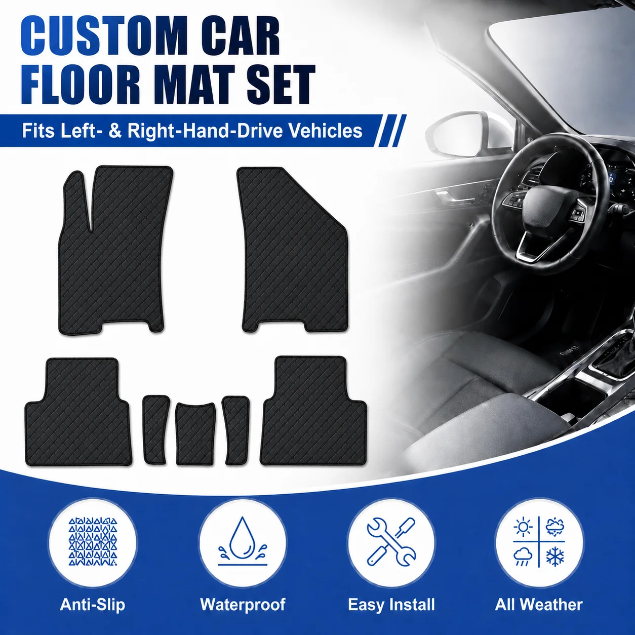 Customized Car Floor Mats for Chevrolet Lacetti 2004-2009 All-Weather Waterproof Anti-slip Flat Floor Liner Car Auto Accessories
