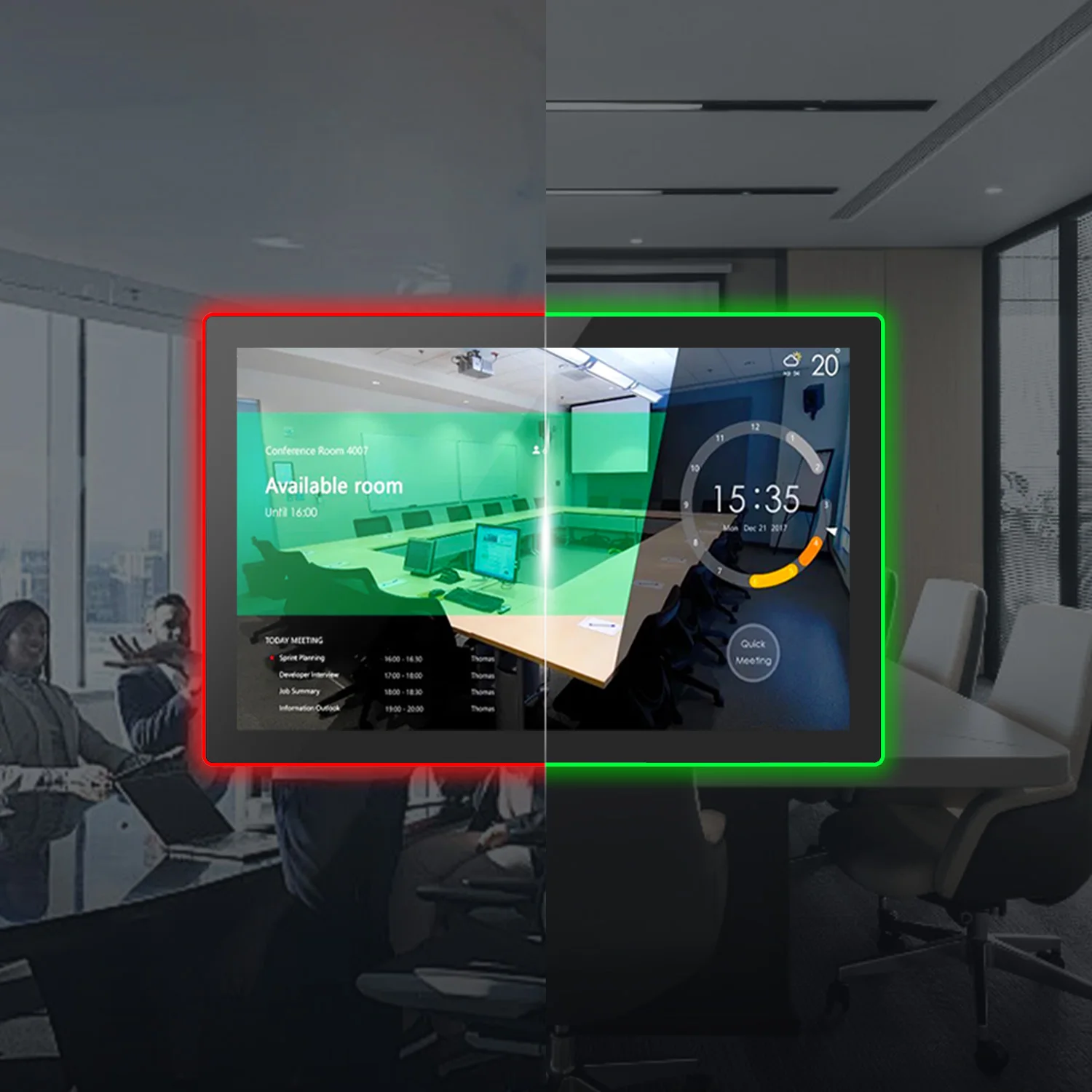 Customizable 10.1 Inch Meeting Room Door Sign Android 11 Tablet RK3566 2+16GB POE NFC Edge LED Light With RGB Status Light