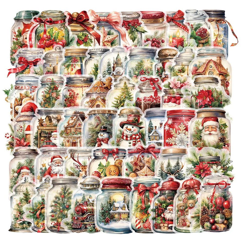 10/50PCS Cute Christmas New Year Wishing Bottle Santa Claus Stickers Cute Decoration Decals DIY Laptop Phone Luggage Kids Gift