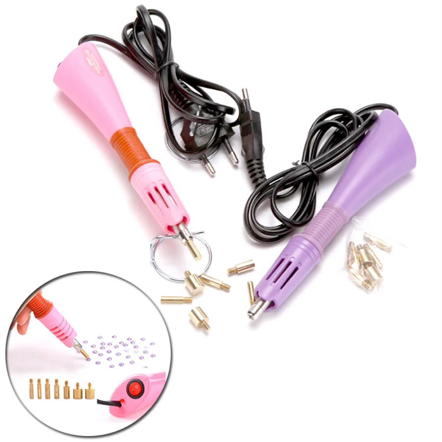 Hot Sale Fast Heated Hotfix Rhinestone Applicator Purple/Pink Hot fix Applicator Iron-on Wand Heat-fix Tool Garment DIY
