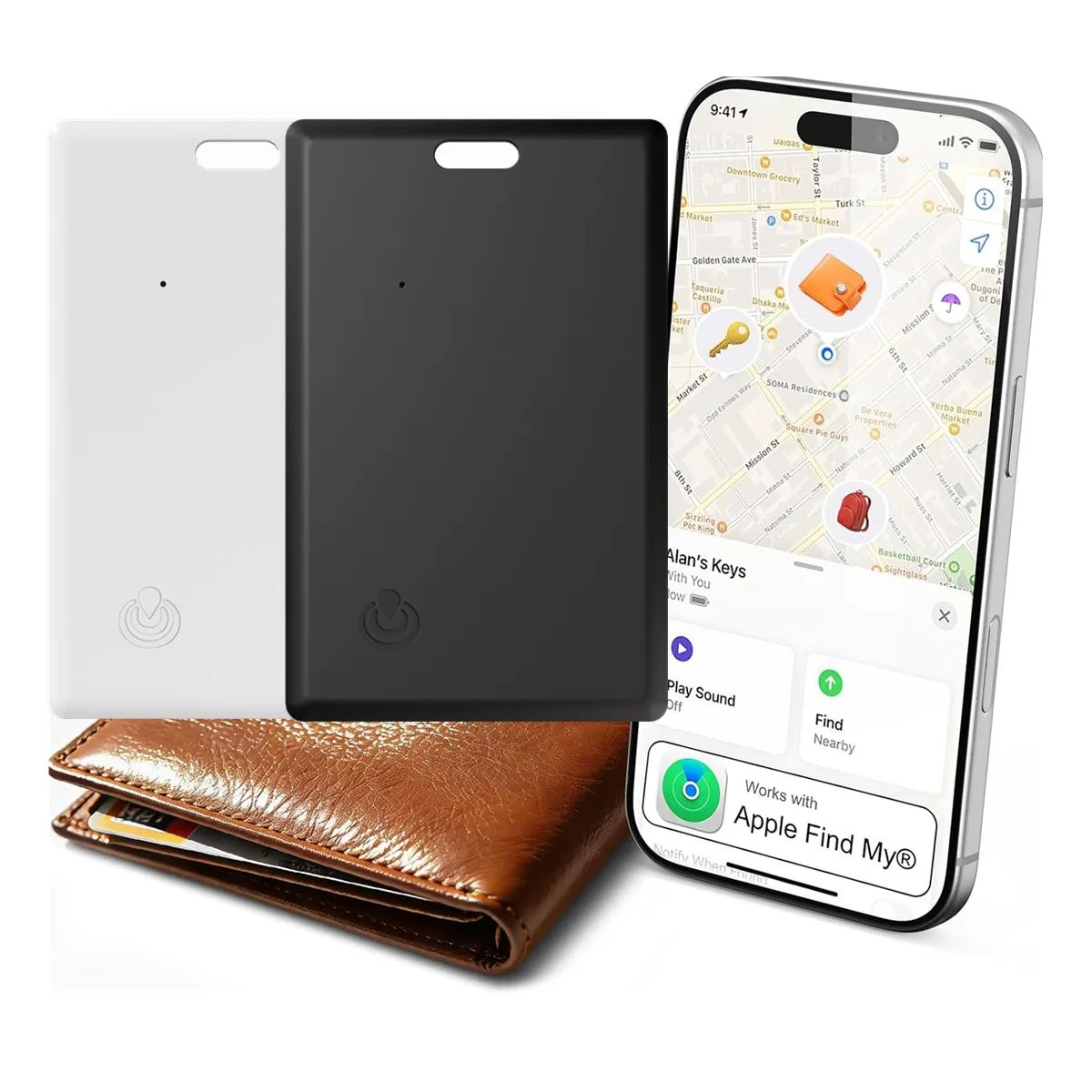 Wallet Tracker Card Bluetooth Smart Tracking Tag Works with Find My (iOS Only) Ultra-Thin Item Finder Locator for Purse, Luggage
