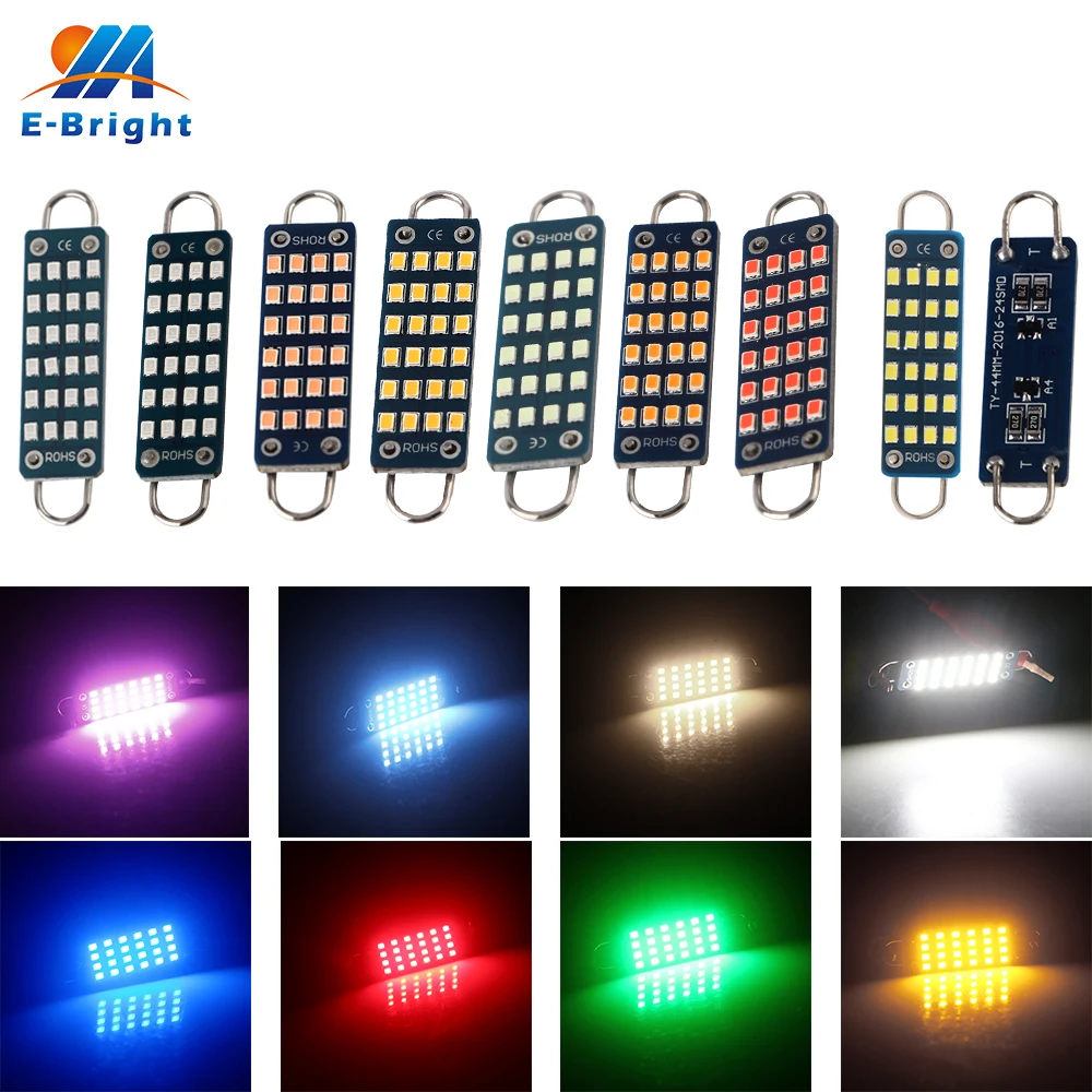 2PCS Festoon C5W Led Rigid Loop 44MM Dome Map Light Car Bulbs 12V AC/DC 24 SMD 4410 561 567 562 Interior Lighting