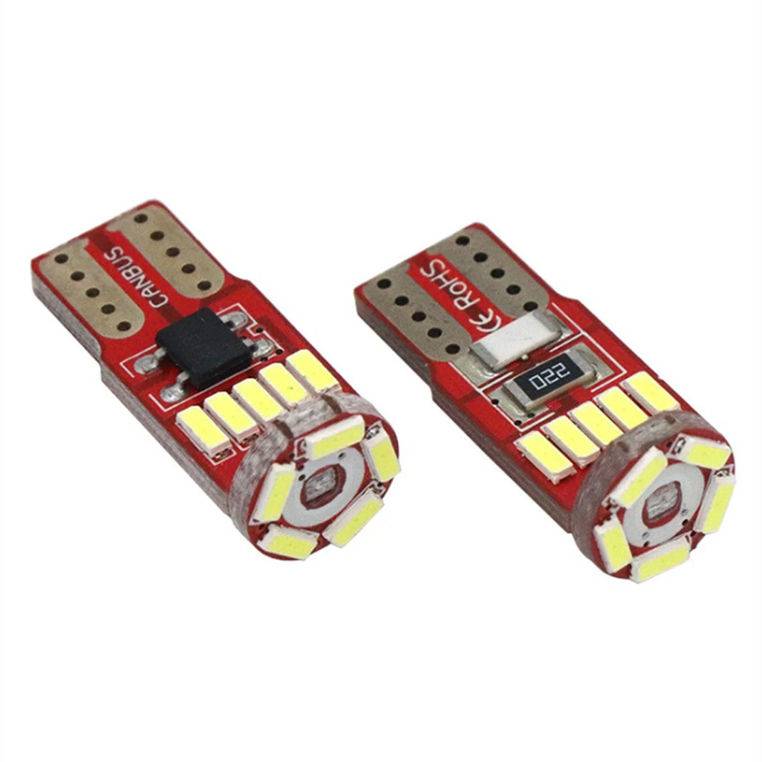 W5W LED T10 Canbus Bulb 12V 4014 15SMD 6000K High Brightness Car Interior Clearance Lights License Plate Lamps Auto Signal Bulbs
