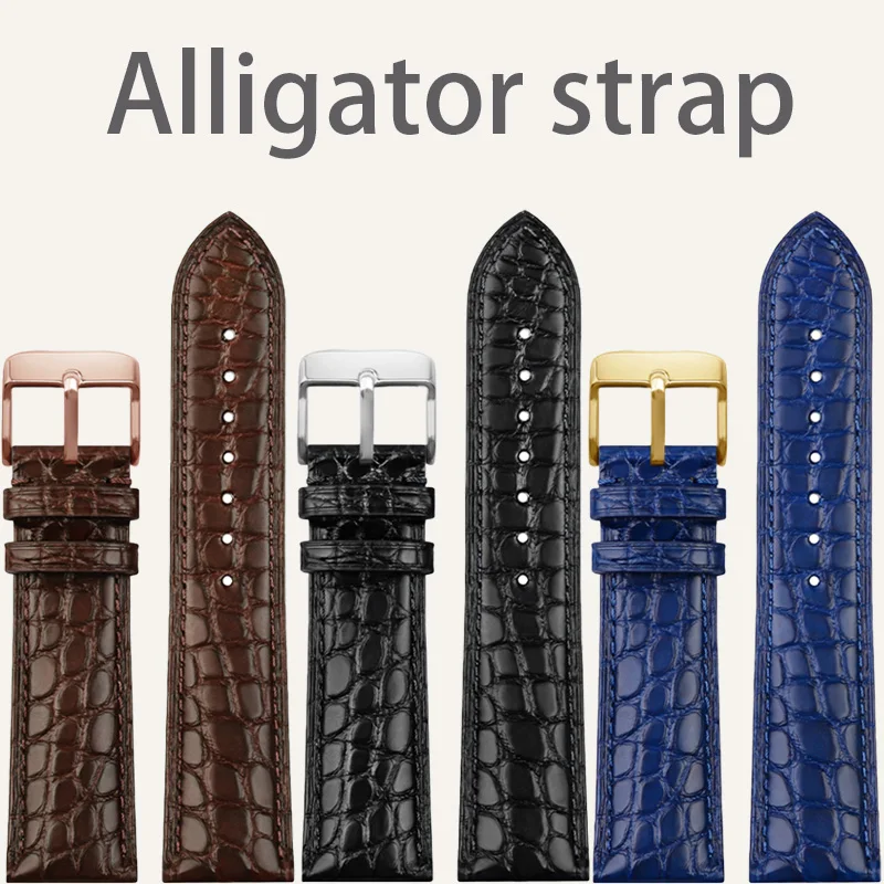 Alligator Watch Strap 12mm 14mm 15mm 16mm 17mm 18mm 19mm 20mm 21mm 22mm Black Brown Blue Crocodile Skin Watchband for Any Brands