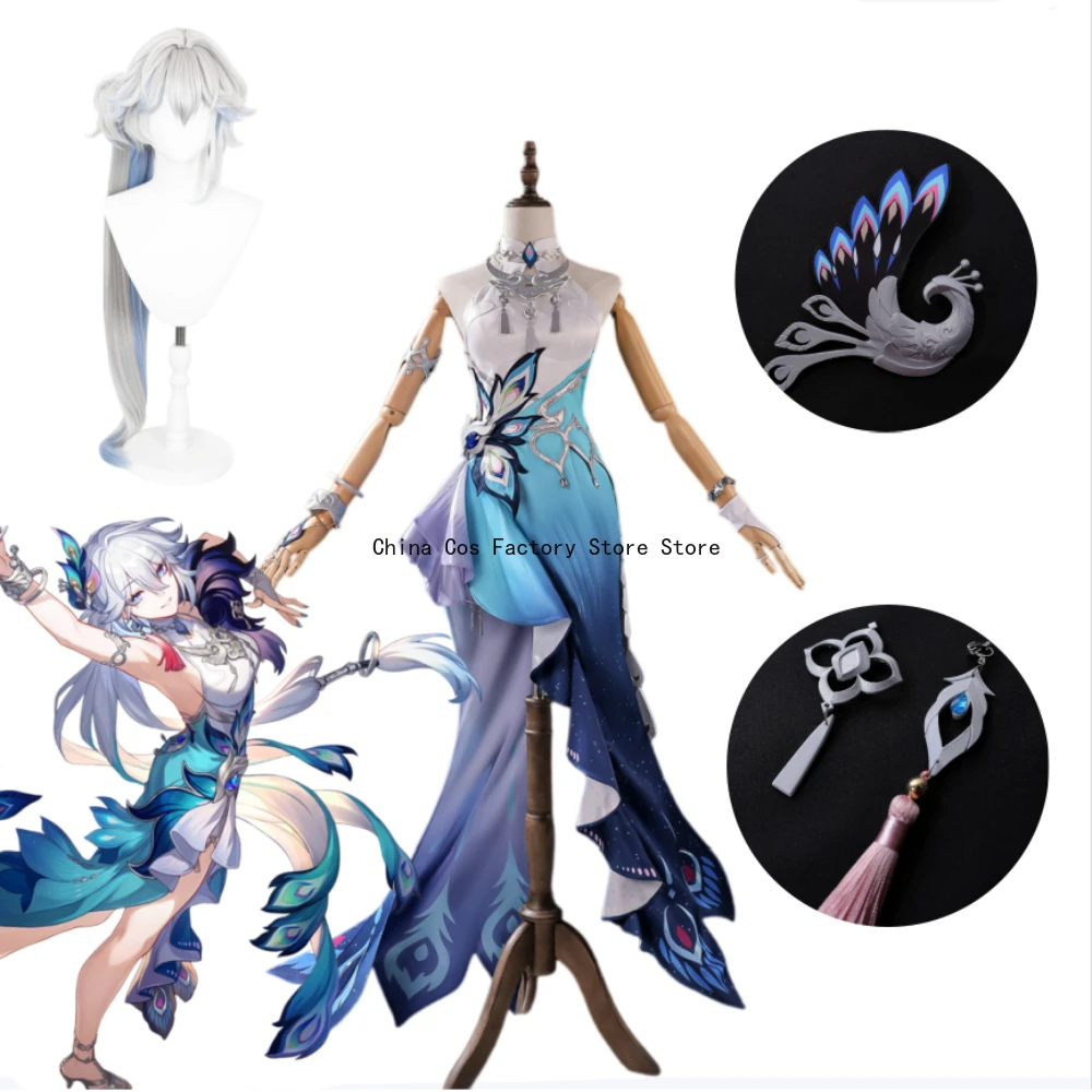 Honkai: Star Rail Xianzhou Yaoguang Cosplay Set Exquisite Dress Wig Accessories Full Set Adult Women Halloween Carnival Outfit