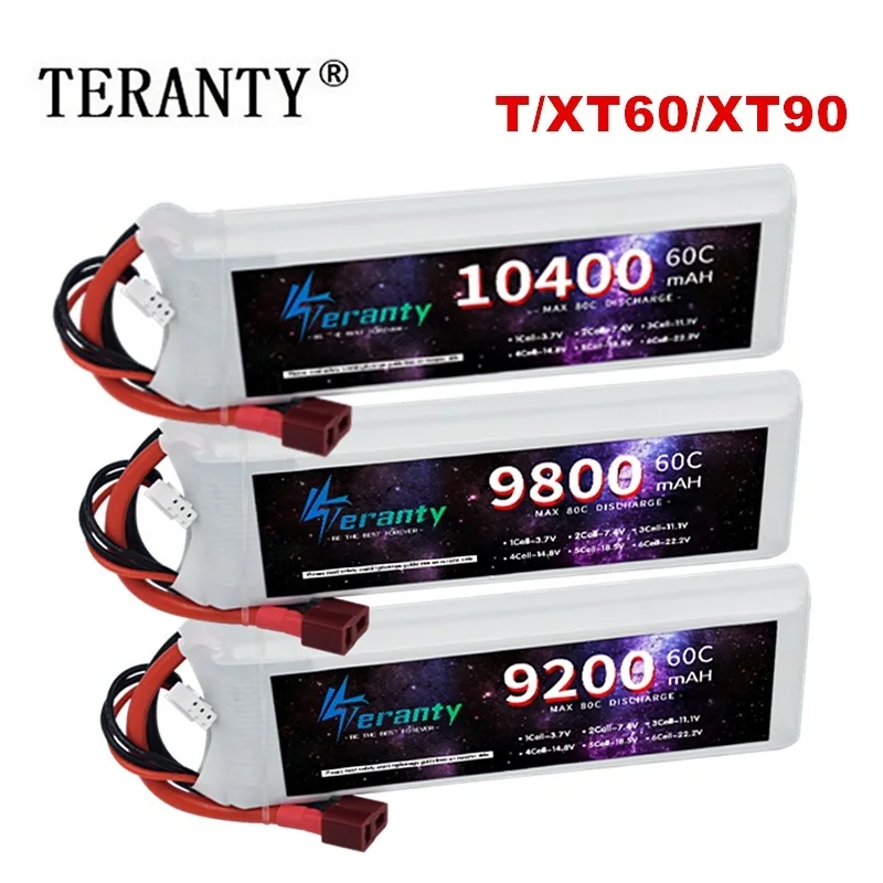 TERANTY 2S 9200mAh 9800mAh 10400mAh 60C 7.4V LiPo Battery with XT60/Deans T/XT90 Plug for RC Boat Heli Airplane UAV Drone FPV