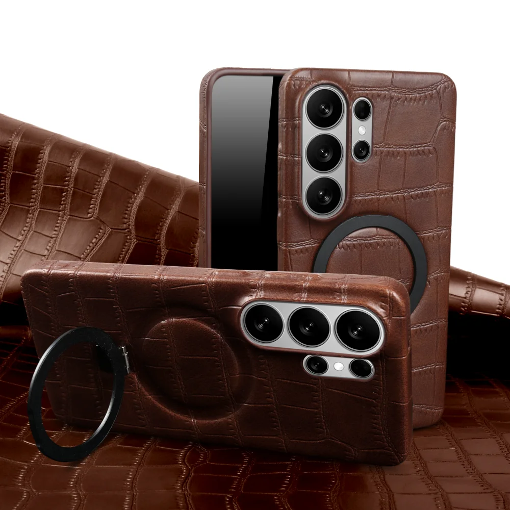 Magnetic Bracket Stand Leather Phone Case For Samsung Galaxy S26 Ultra S25 Edge S24 FE S23 Plus S21 Back Cover Cases Funda Coque