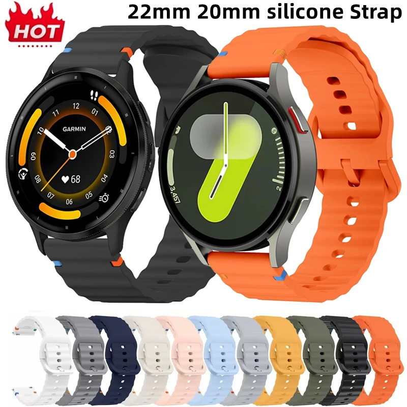 22mm 20mm silicone Strap For Samsung Galaxy Watch 7 6 5 4 44mm 40mm 6 Classic Active 2 sports Bracelet for Huawei Gt Watch Band