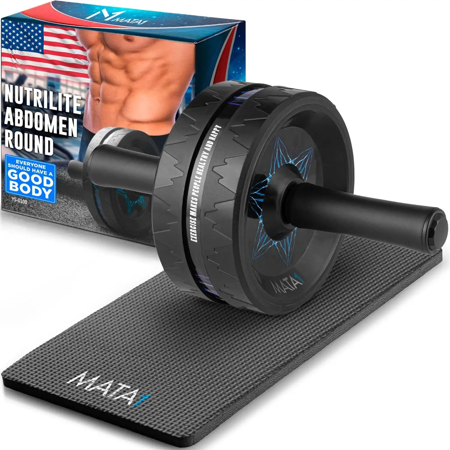Ab Roller Wheel, Abs Workout Machine, Perfect for Core & Abdominal Strength Training, Exercise Wheels for Home Gym w/Knee Pad, F