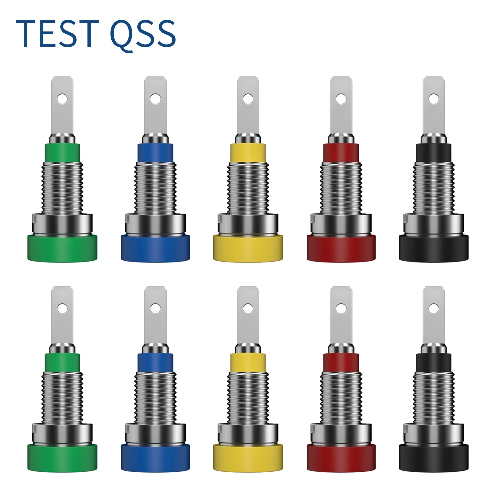 QSS 10PCS 2MM Banana Socket Binding Post Nut Banana Plug Jack Electrical Connector Terminal Test Hole DIY Parts Q.40004