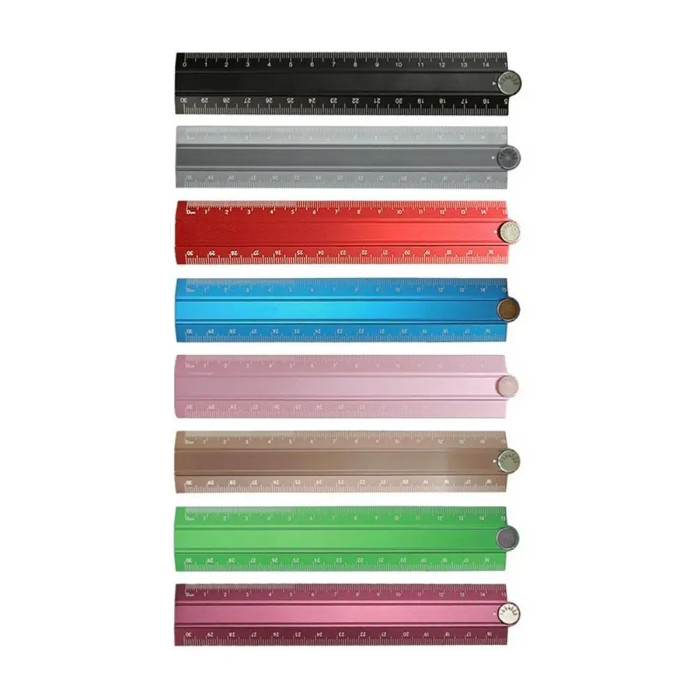 Simple Style Folding Ruler Aluminum Alloy Creative Metal Stationery Rule 15cm 30cm Foldable Student Drawing Measuirng Tool