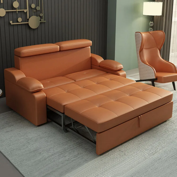#Pull Out Smart Multifunctional Sleeper Couch Modern Leather Folding Sofa Cum Bed