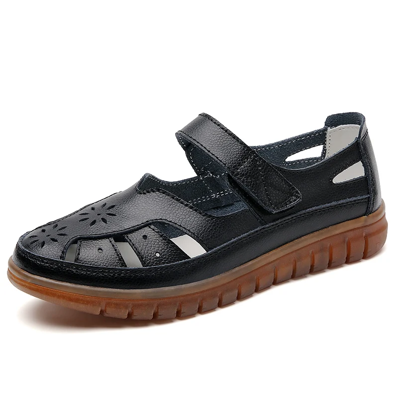 Women Fashion Non-Slip Casual Roman Shoes Ladies Sandals on Sale Off White Shoes Summer Breathable Leather Slippers