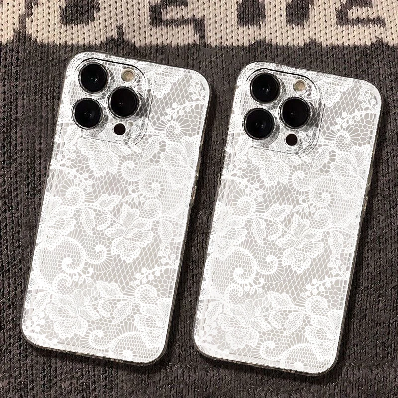 New Black White Lace Phone Case for Samsung Galaxy S26 S25 Ultra S24 Plus A57 A37 A17 A56 A16 A36 A54 A55 S21 S23 FE S22 Cover