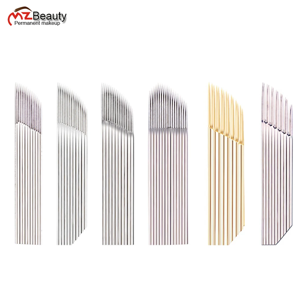 Curved Embroidery Needles Series Microblading Shading Double Flat  Permanent Makeup Single Triple Rows Three-Dimensional Blades