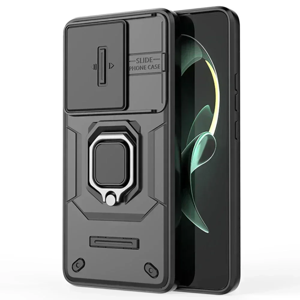 For Xiaomi 15T Pro 14T 13T 5G Lens Slide Ring Back Case For Redmi Note 13 12 Pro Plus 12S 11S 13C 15 Armor Cover Mi 15T 14T Etui