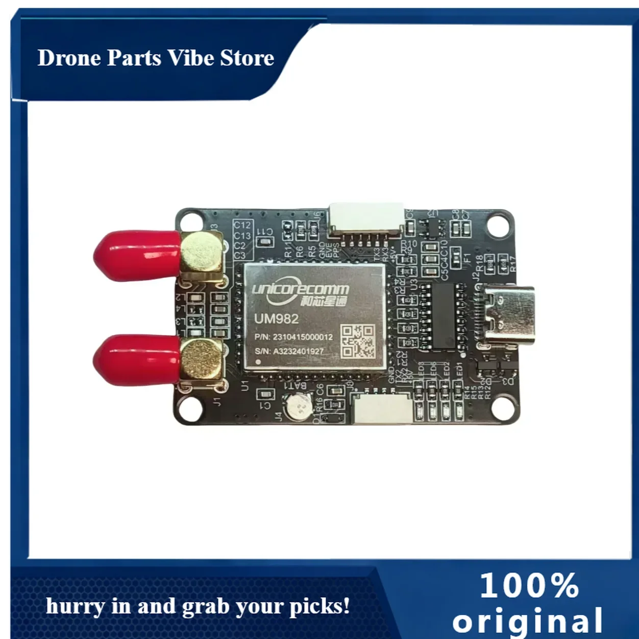 APGPS Module UM982 RTK InCase PIN GNSS/GPS Receiver Board with 2*SMA and USB Dr-one Development Board