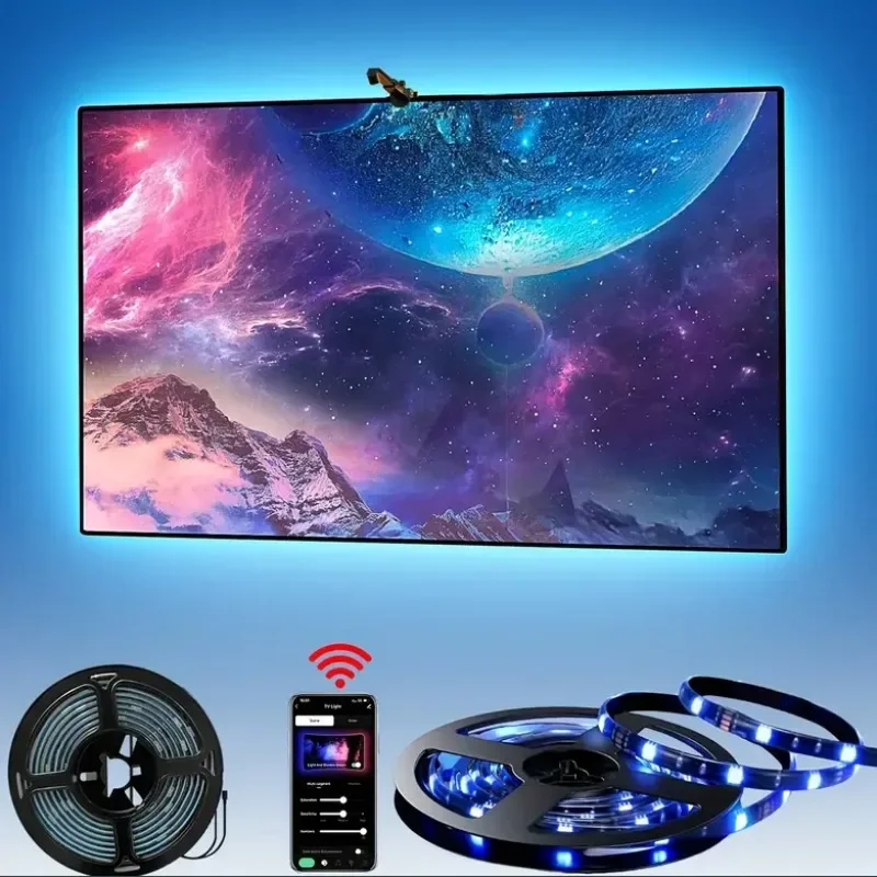 EISSLOLY TV LED Backlight with AR Color Gamut Sensor, 12.5FT-16.4ft RGB Light Strip, Suitable for 55-85 Inch TVs and Monitors