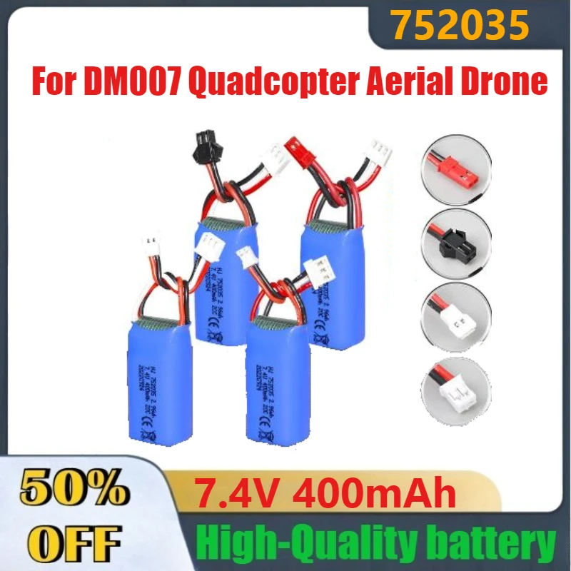 High-Quality 7.4V 400mAh 752035 20C Drone Lithium Battery for DM007 Quadcopter Aerial Drone Fast Shipping
