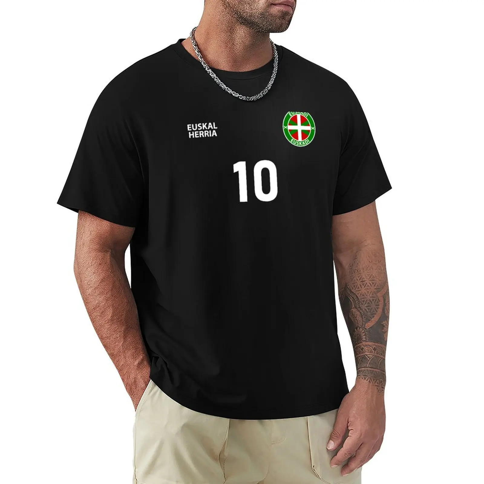 Euskadi Basque Country National Football Team Soccer Retro Euskal herria Number 10 T-Shirt Fashion Casual Short Sleeve Top