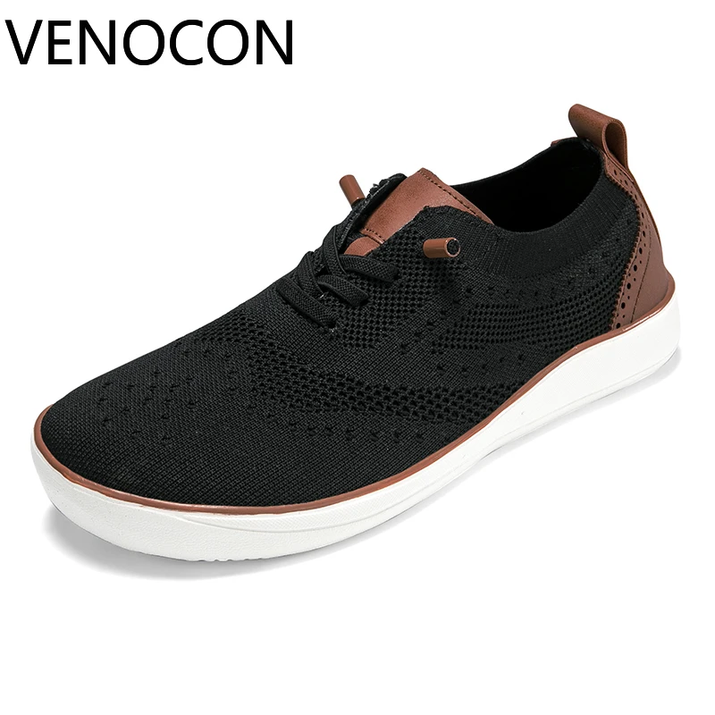 VENOCON Barefoot Extra Wide Toe Box Knitted Upper Zero Drop Light Minimalist Bullock Oxford Shoes Sneakers For Man Men Women