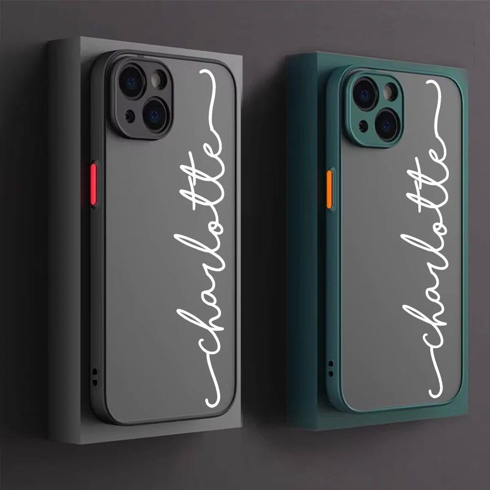 Customized Name Armor Matte Case For iPhone 15 14 13 12 11 Pro Max Shockproof Bumper Plastic Camera Protective Case 14 15 Pro