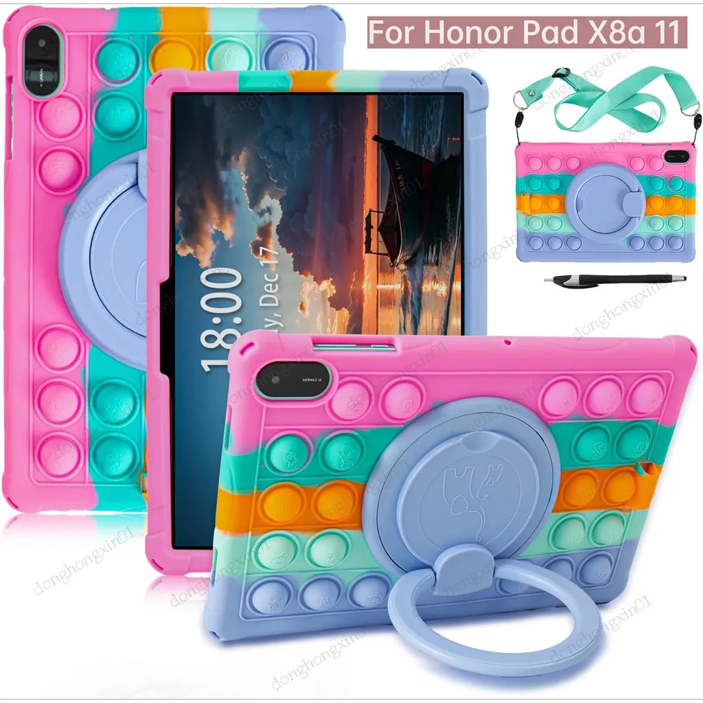For Honor Pad X8A 11 inch NDL-W09 Case Bubble Pop 360 Rotating Soft Case For Honor Pad X9 X8A 11 inch Kids Tablet Stand Cover