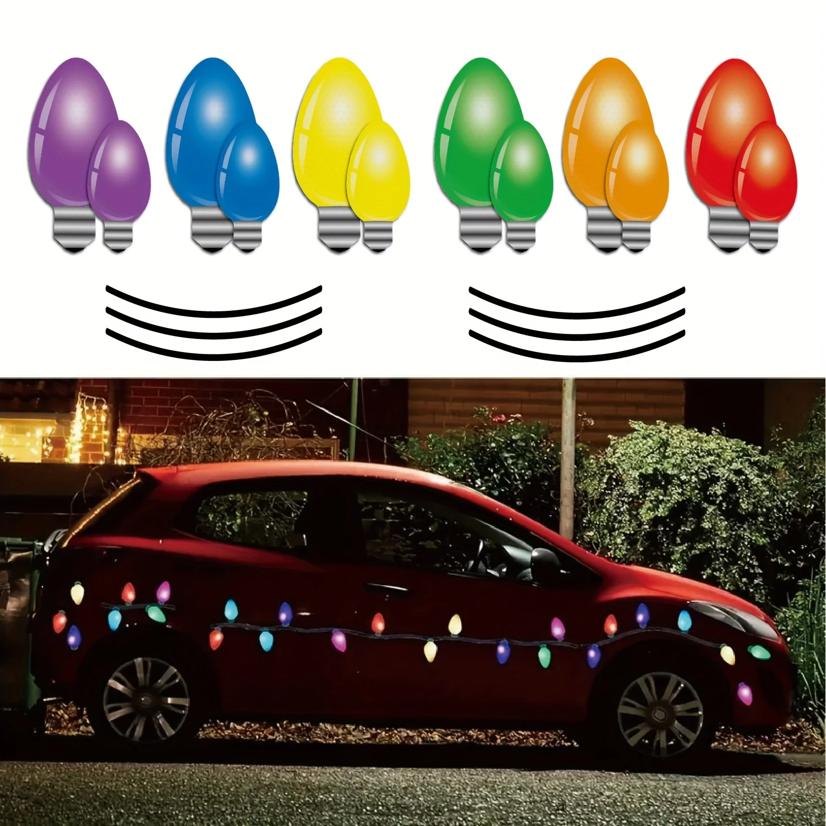 18pcs Magnetic Light Bulb Decorations - Removable Self-Adhesive LED-like Glow in Dark, Multi-Color, Residue-Free Removal for Car
