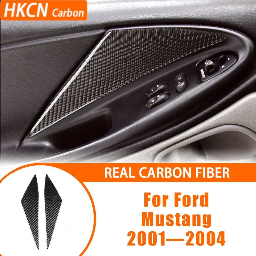 Carbon Fiber Inner Door Panel Protector Pad Cover Trim Sticker Interior Car Accessories Modification For Ford Mustang 2001—2004